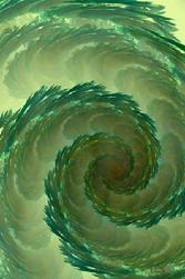 Giclee, green spiral art "Mountain Mist" by Kinnally