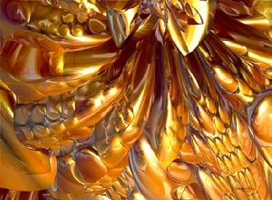 Giclee print, brown, honey, tan "Gooey Chocolate Caramel Nougat #1"; contemporary fractal art by Kinnally