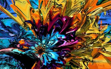 Giclee print, colorful modern abstract art, "A Little Splash of Color" artwork by Kinnally