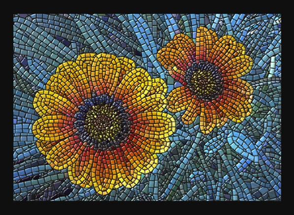 Giclee print, mosaic art "Gazinias" by Kinnally
