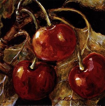 Art prints, posters, A painting of cherries, Sweet Cherries I by artist Nicole Etienne