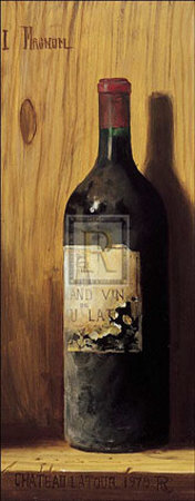 Posters, art prints, A bottle of wine, Chateau Latour 1978 by English artist Raymond Campbell